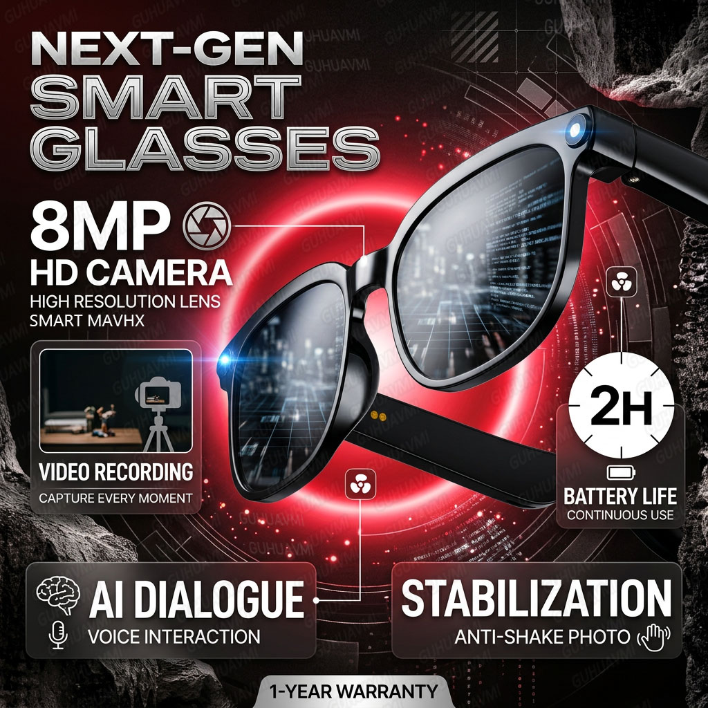 Audio Music For Video - Gafas Inteligentes Inalámbricas con Cámara, Grabación