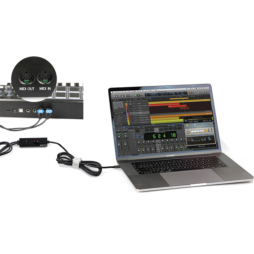 Audio Music Hub - Cable de entrada/salida On-The-Go Midi Hub