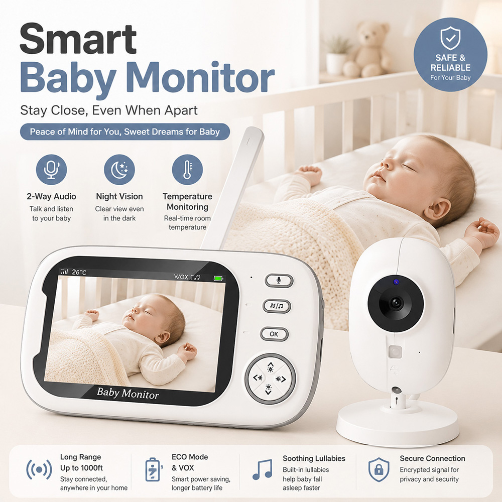 Audio Music For Video - Monitor para Bebés de 3.5 Pulgadas