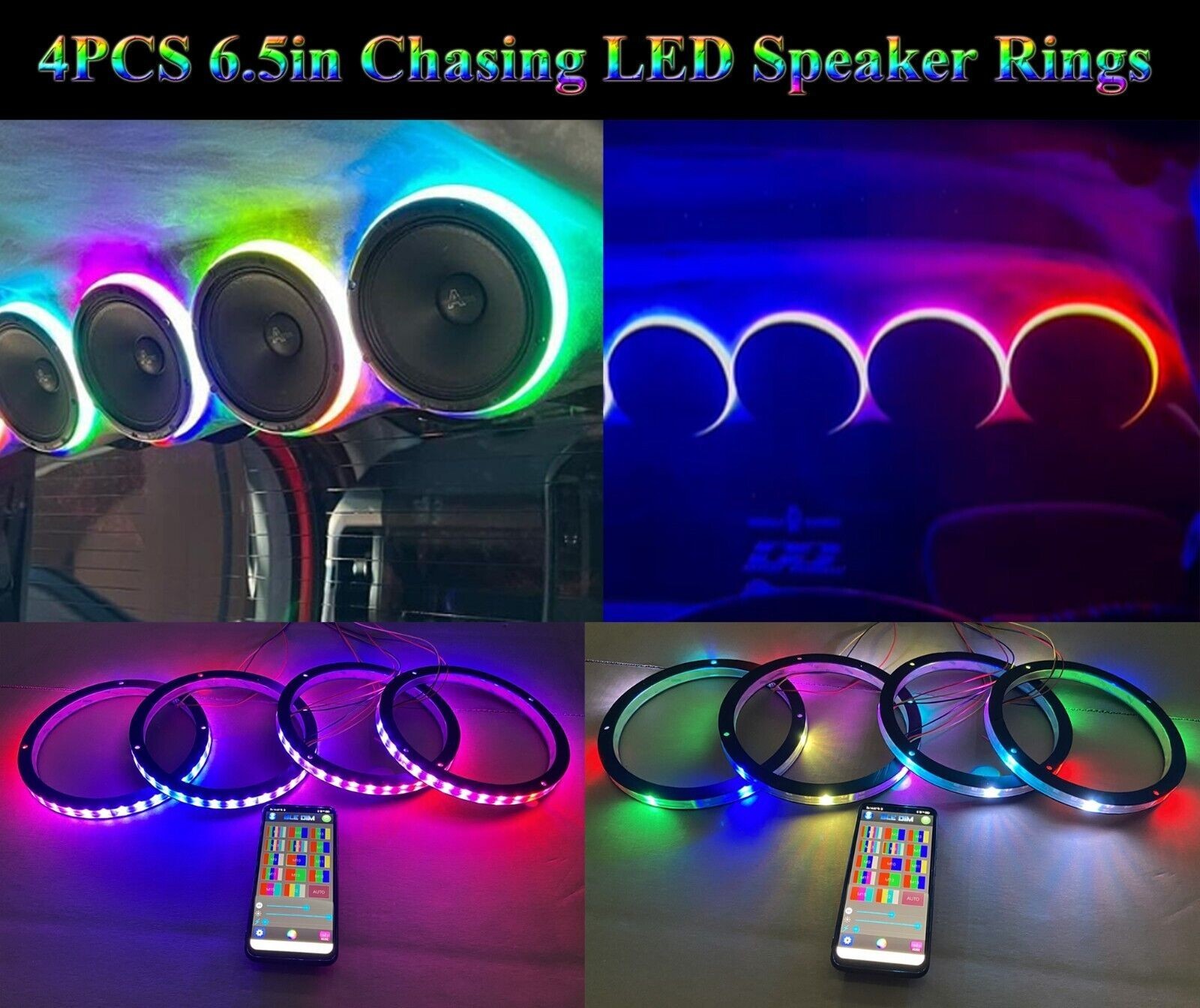 Audio Music Hub - Kit de 4 Luces LED RGB